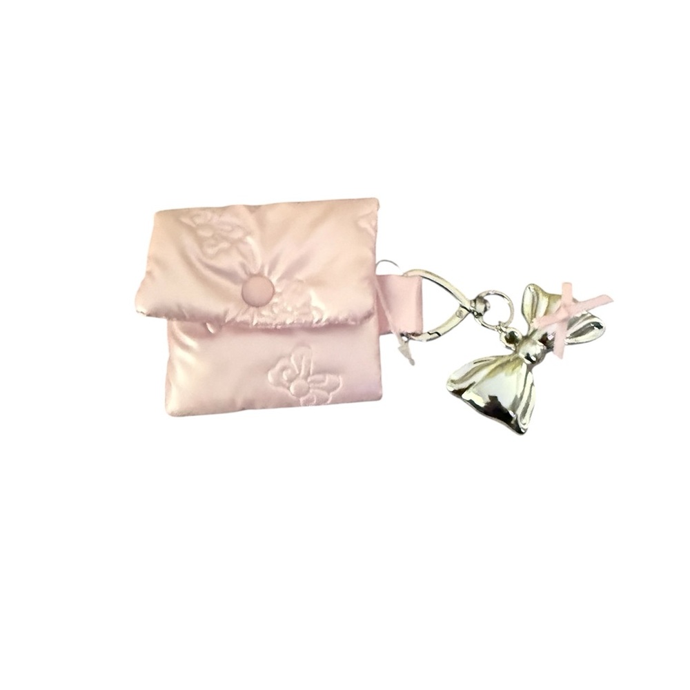 Bag charm Key holder  Satin Keychain Pouch with Bow Charm